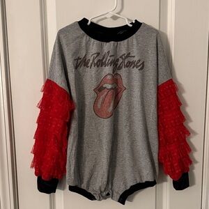 The Rolling Stones Gray and Red Kids Romper